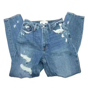 Abercrombie & Fitch Curve Love Womens Size 25 0R High Rise Mom Jeans Distressed